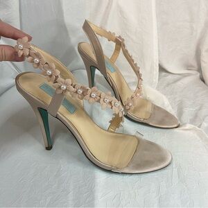 Betsey Johnson Baha Asymmetrical Floral Sandals Heels